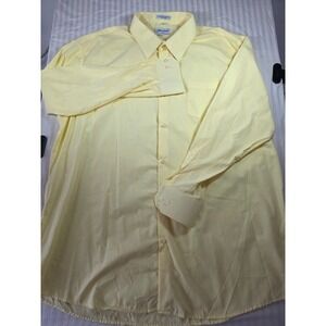 Berlioni Italy Mens Yellow Long Sleeve Button Down Dress Shirt Cotton Blend XL